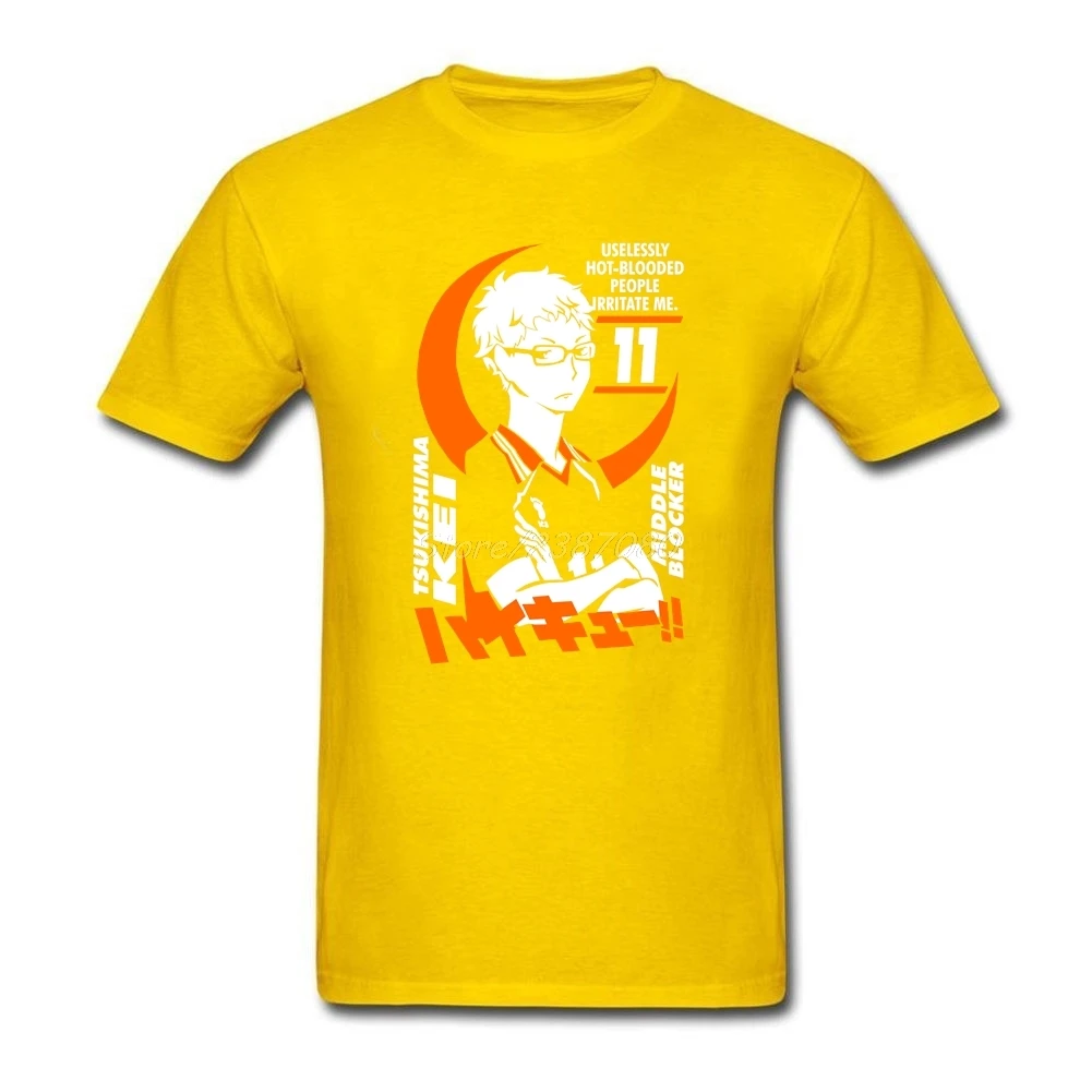 Футболка Tsukishima Kei Haikyuu Мужская футболка с коротким рукавом поп-команда 3XL забавные