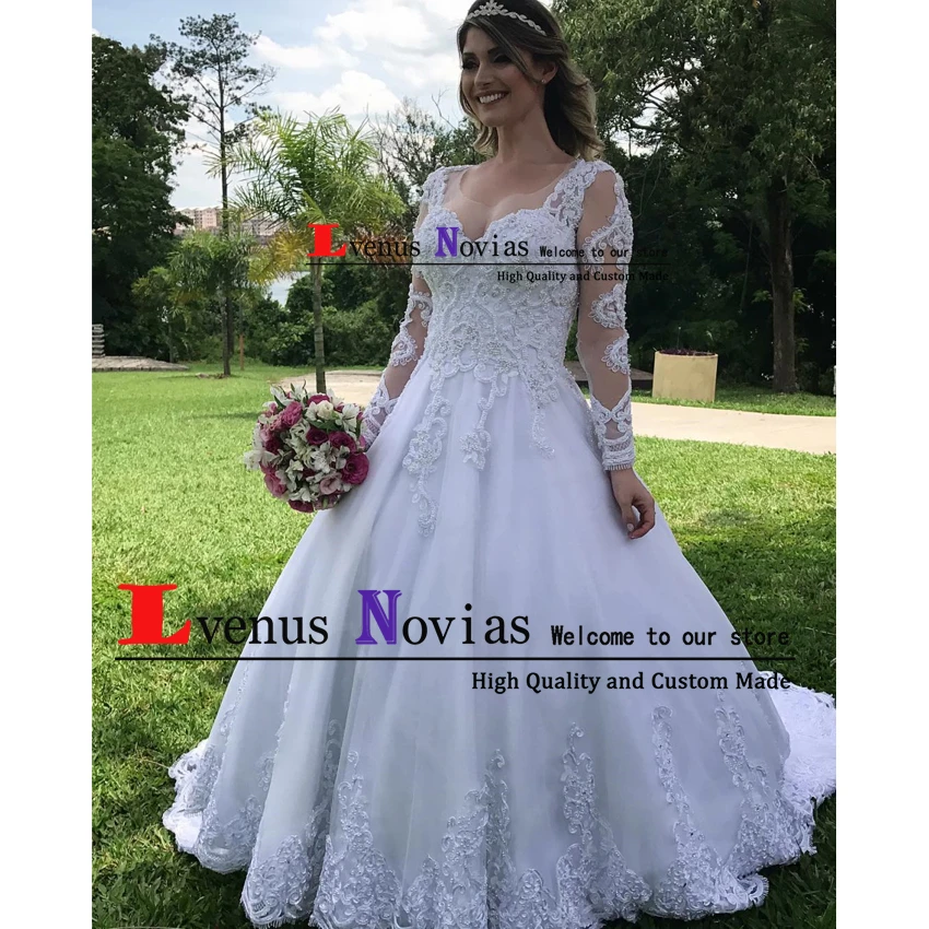 Винтажное бальное платье vestido de noiva роскошное свадебное с длинными рукавами и