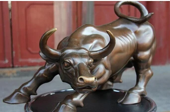 free shipping 13 Chinese pure Bronze Copper carved Wall Street Fierce Bull OX fengshui Statue | Дом и сад