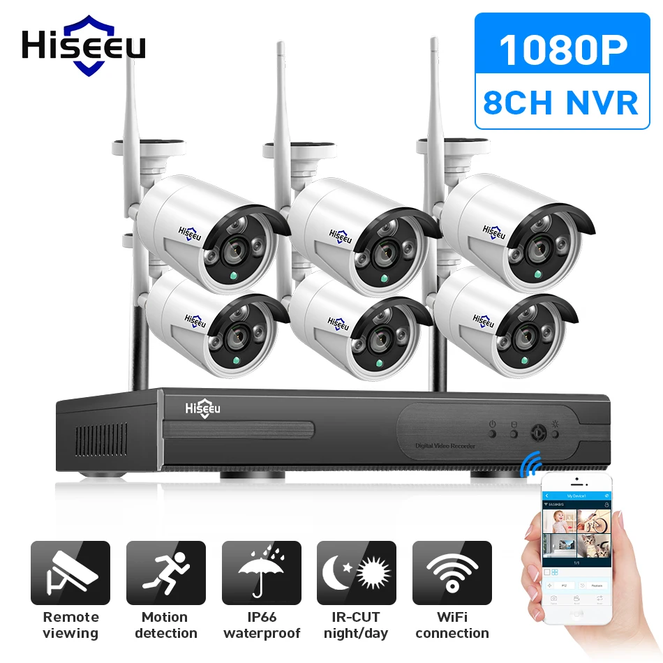 8CH Беспроводная система видеонаблюдения 6 шт. 960 P/1080 P wifi ip камера наружная