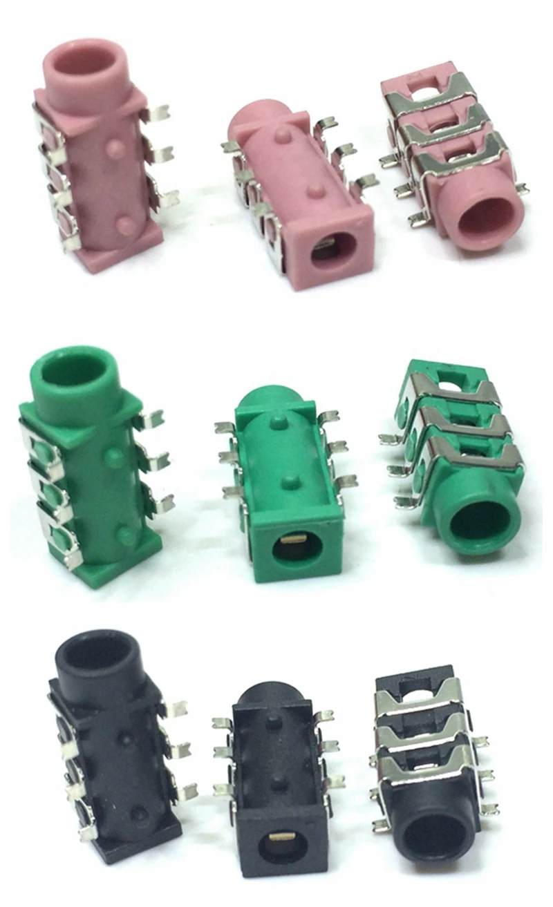 20 шт. pj-313 pj313 3.5 мм SMT SMD 6 Средства ухода за кожей стоп Audio Jack стерео джек черный и зеленый розовый может быть выберите PJ-313D гнездо наушников