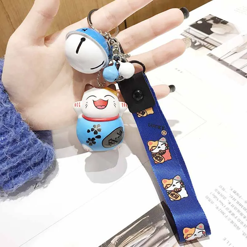 Прекрасный брелок колокольчики с изображением из мультфильма Lucky Cat, брелок для автомобиля, сумка для авто, брелок для ключей, держатель для женщин, подарок, кошелек, подвеска, ювелирные изделия - Цвет: type 14