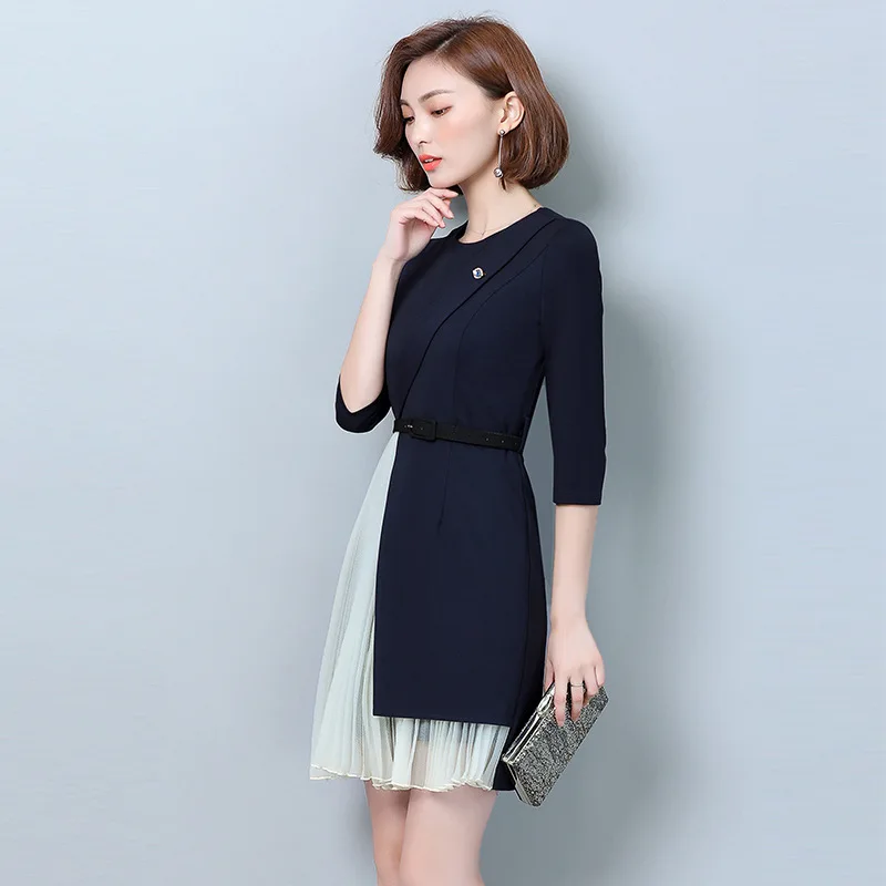 Женское платье в офисном стиле элегантное черное модель 2020 YY089 на весну и лето