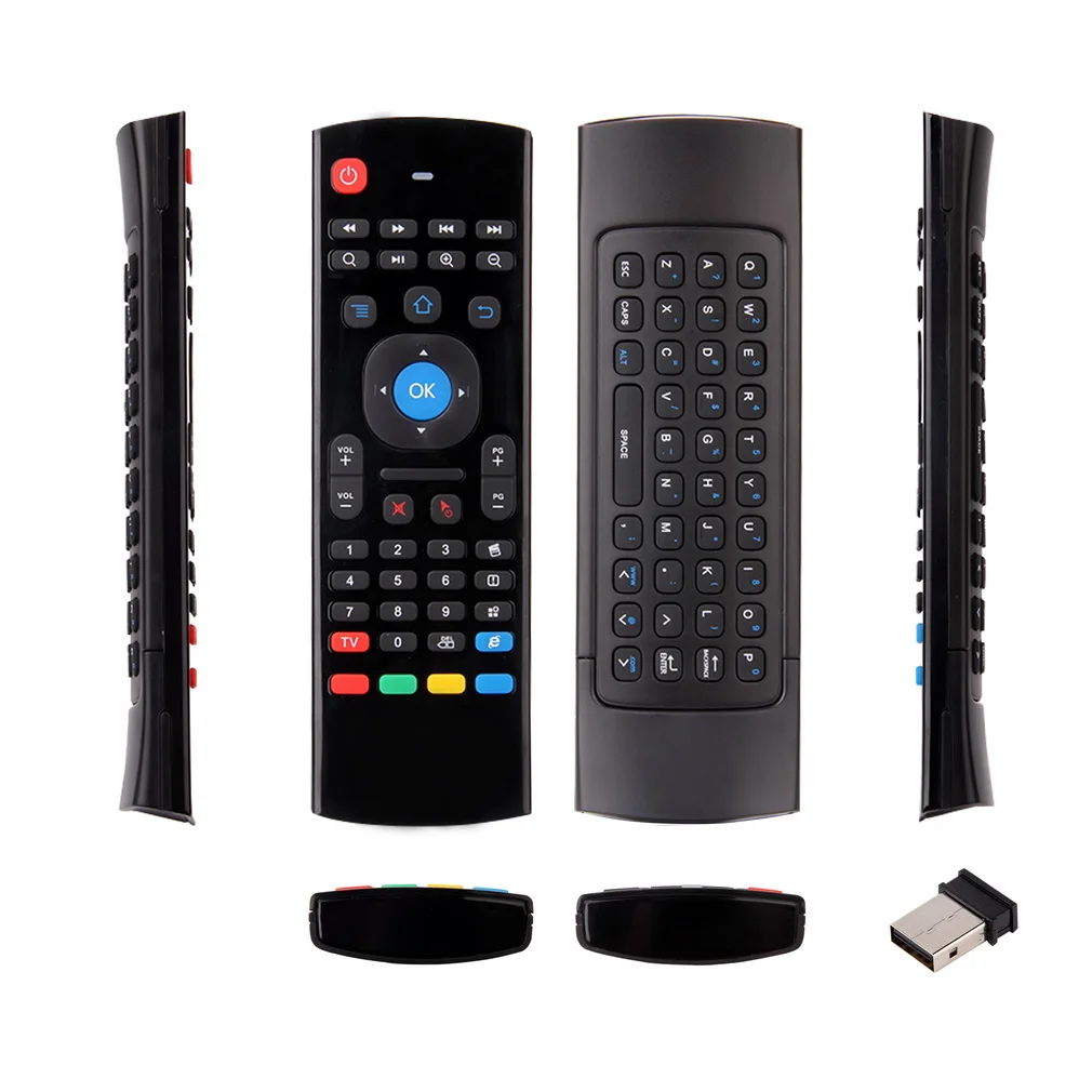 1 Set 2.4G Mini Wireless Remote Control Full Keyboard & TV Remote Air Mouse with USB Receiver For XBMC Android TV Box Mini PC