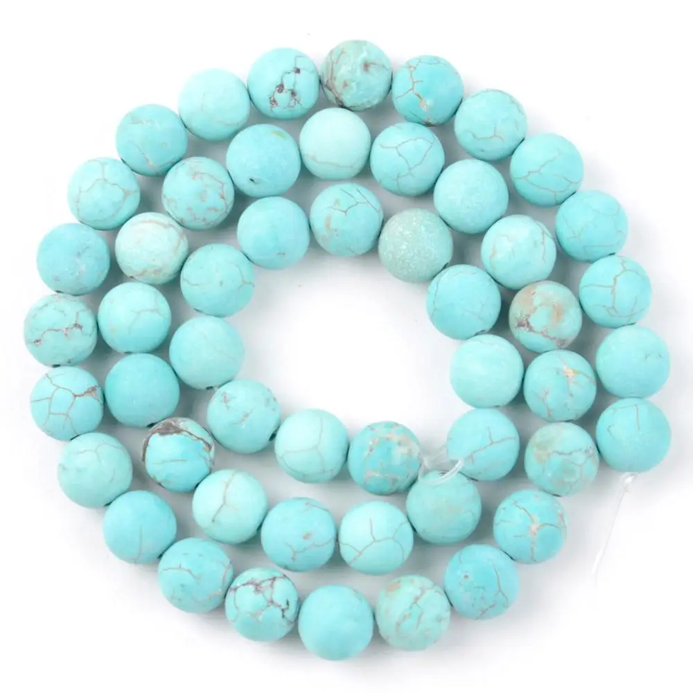 Matte Blue Turquoise Бусины из натурального камня Круглые микс тусклые полированные Агаты бусины из яшмы свободные бусины для изготовления ювелирных изделий 4-10 мм Diy браслет 15" - Цвет: Matte Blue Turquoise