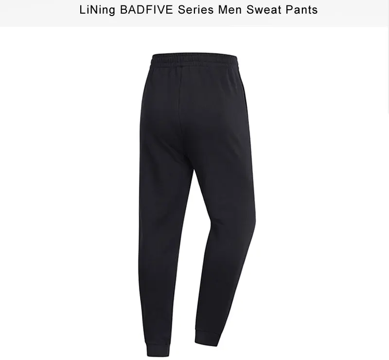 Li-Ning мужские баскетбольные спортивные штаны BAD FIVE, 88% хлопок, 12% полиэстер, обычная посадка, спортивные штаны AKLP011 MKY457