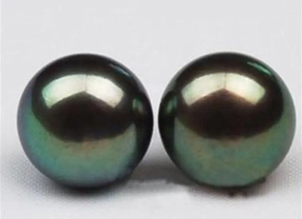 Горячие продают Природный AAA 10 11 мм Черный Tahitian Перл Серьги|pearl earrings|tahitian pearl