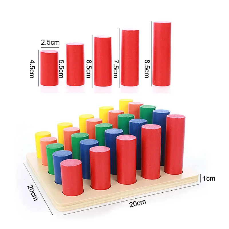 

Wooden Montessori Sensory Toy Baby Geometry Colored Cylinder Ladder Education Early Learning Toys Girl Juguetes E2964H