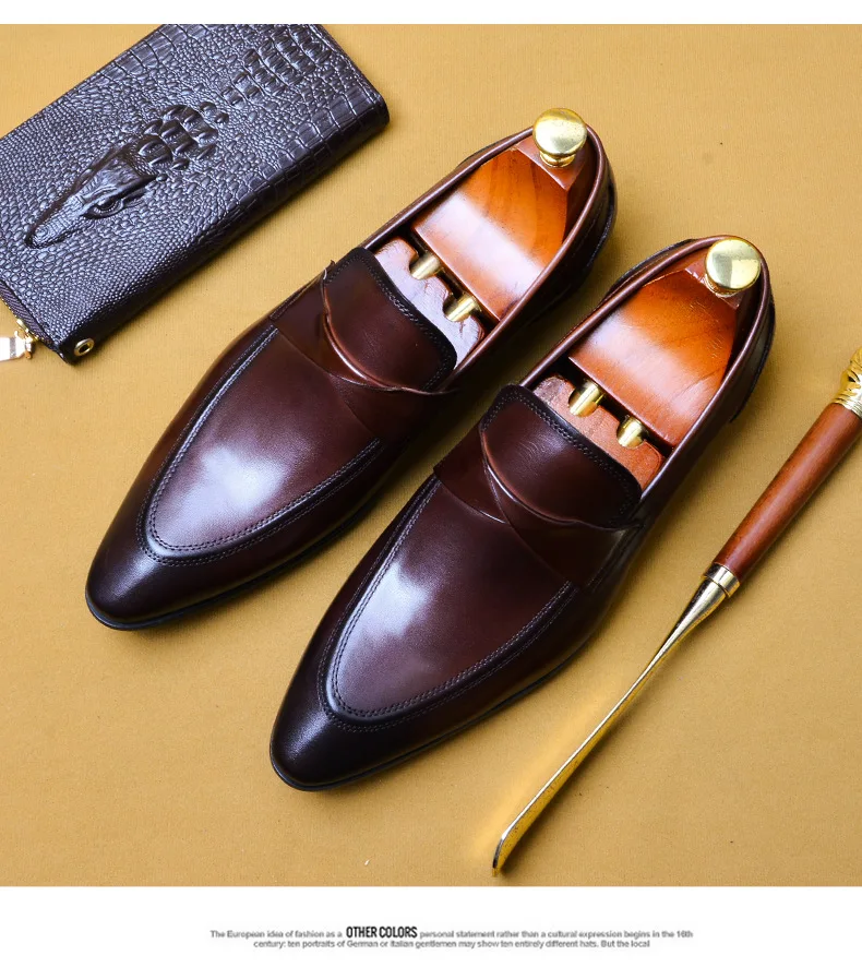 Summer Formal Shoes Men brand Italian shoes fashion mens dress shoes genuine leather black wedding male shoes buty meskie