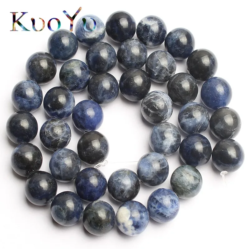 

Natural Old Blue Sodalite Round Loose Stone Beads For Jewelry Making 15.5" 4/6/8/10/12mm DIY Making Bracelets Necklace Jewellery