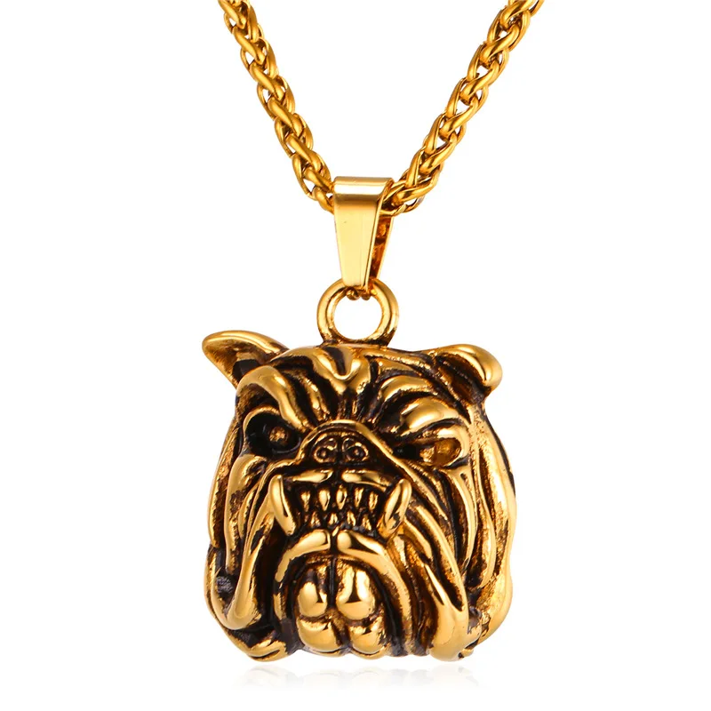 

American Pit Bull Terrier Necklaces & Pendants Yellow Gold Color Stainless Steel Cute Animal Necklace Women Men Jewelry P014