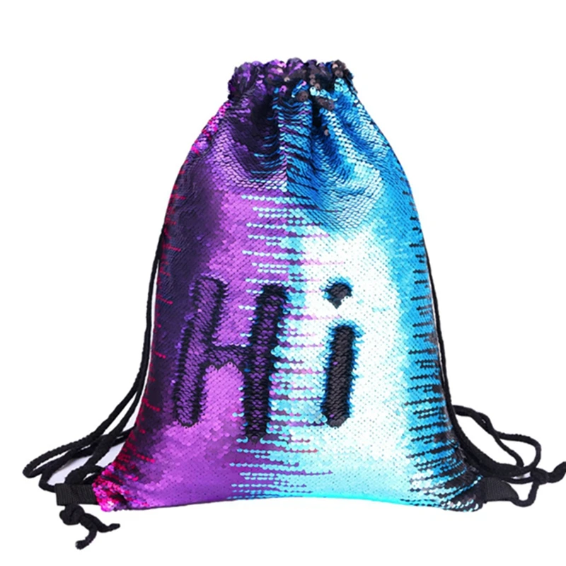 New sequins mixed color bundle pockets Outdoor sports fashion backpacks Mermaid four-color drawstring bags storage | Дом и сад