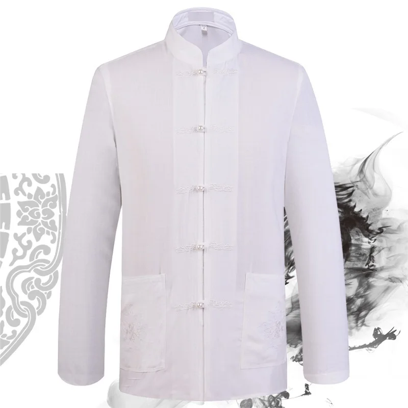 Рубашка мужская демисезонная с длинным рукавом одежда для боевых искусств Чжун