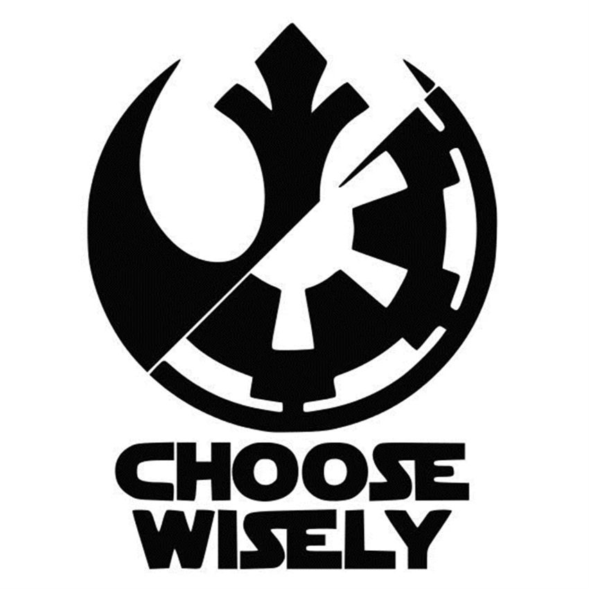 2 шт. "Звездные войны", выбирайте с умом Jedi sith виниловая наклейка на машину стены стикер, логотип ноутбук телефон Автомобильная виниловая декоративная картина C120