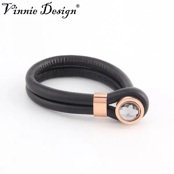 Vinnie Design Jewelry 22cm Luxury Genuine Leather Bracelet fit for Magnet Interchangeable Crystal Coin | Украшения и аксессуары