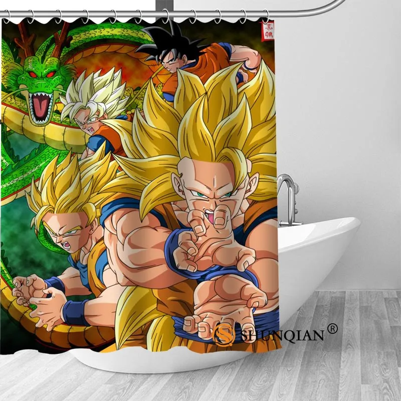 Custom Dragon Ball Hot Sale Polyester Fabric Printing Shower Curtain 12 Hooks For The Bathroom 3D Waterproof Bath Curtain
