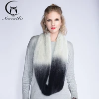 the new imported mink knitted scarf gradient elastic encryption thickened elastic extension real mink fur scarf