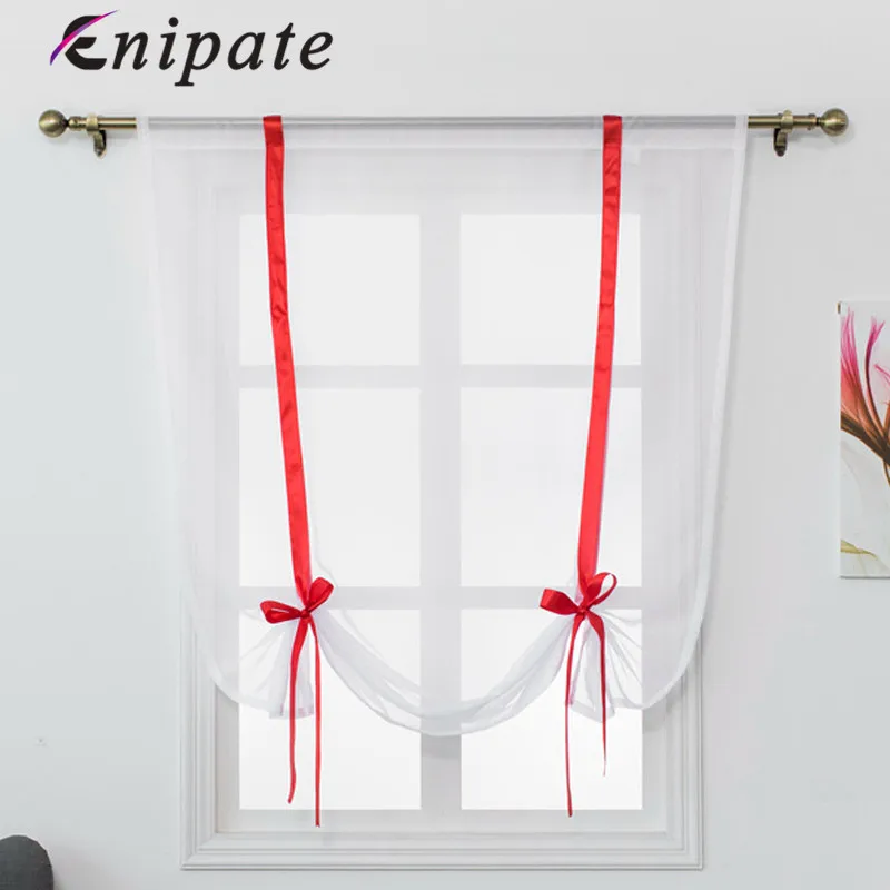 Enipate однотонная короткая фатиновая лента пасторальная Короткая занавеска в