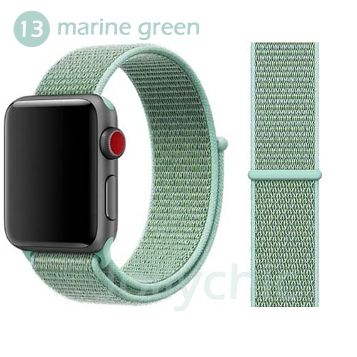 Ремешок для Apple Watch Series 4 3/2/1 полосы 38 мм 42 мм нейлон мягкая дышащая сменная Спортивная петля для iwatch 4 3 2 1 40 мм 44 мм - Цвет ремешка: marine green