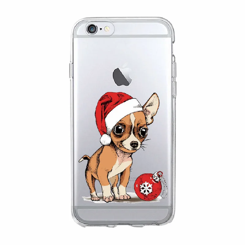 Для iPhone 5 5S SE 6 6S 7 8 Plus X XS XR Max 11 Pro Puppy Pug Новогодний для домашних собак шапка