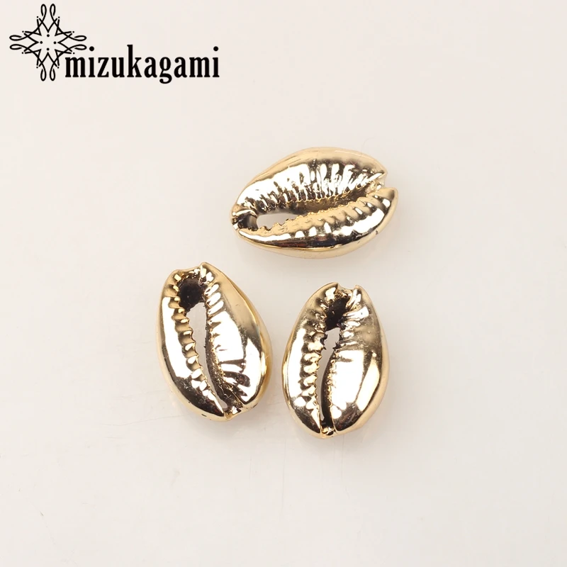Натуральные ракушки Cowrie соединяют шармы бусины 10 шт./лот золотое покрытие для