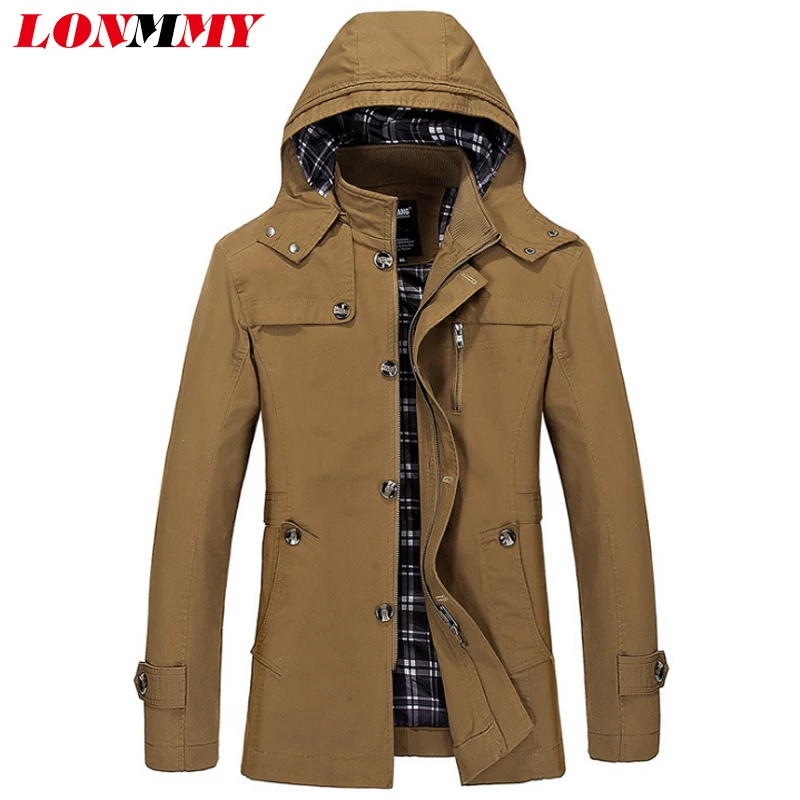 Куртка LONMMY мужская с капюшоном ветровка однобортная брендовая одежда куртка