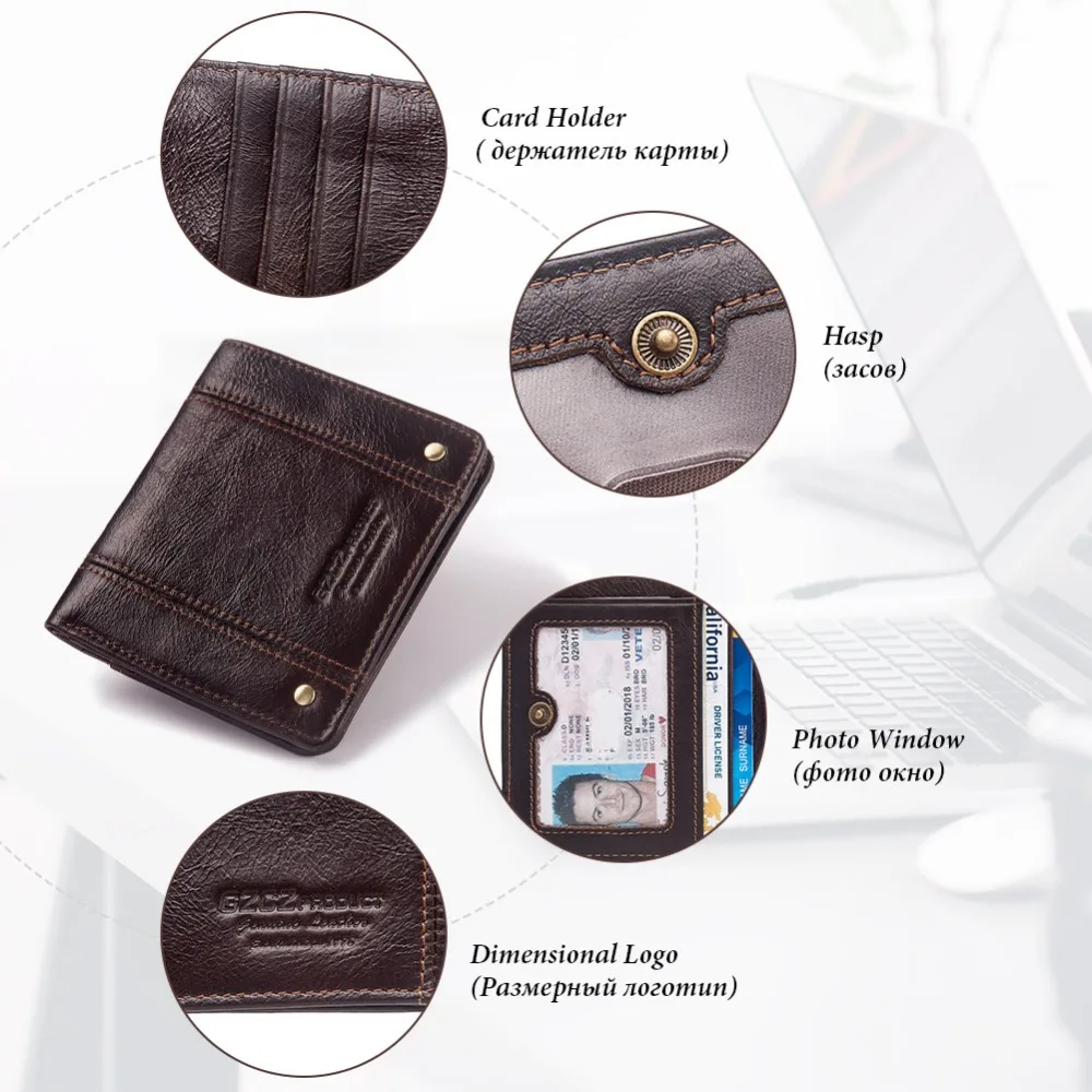 GZCZ мужской тонкий кошелек из натуральной кожи мужские кошельки RFID мужской кошелек держатель для карт винтажные Cowskin Короткие Мини кошельки гравировка