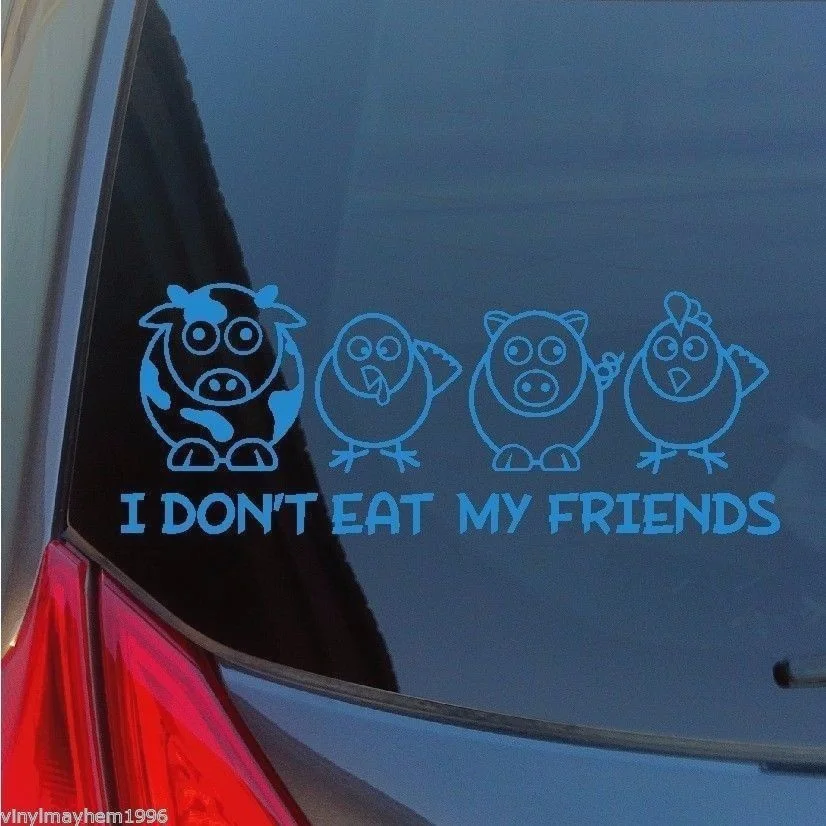 Виниловая наклейка I Don't Eat My Friends деколь Вегетарианская веганская зверушка