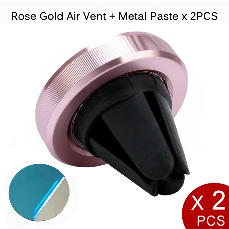 2PCS Pink Air Vent Магнитный автомобильный держатель для телефона в автомобиле, gps, на вентиляционное отверстие, на приборную панель, паста, магнитный держатель для телефона, подставка, автомобильное крепление, поддержка для iPhone, samsung - Цвет: 2PCS Pink Air Vent