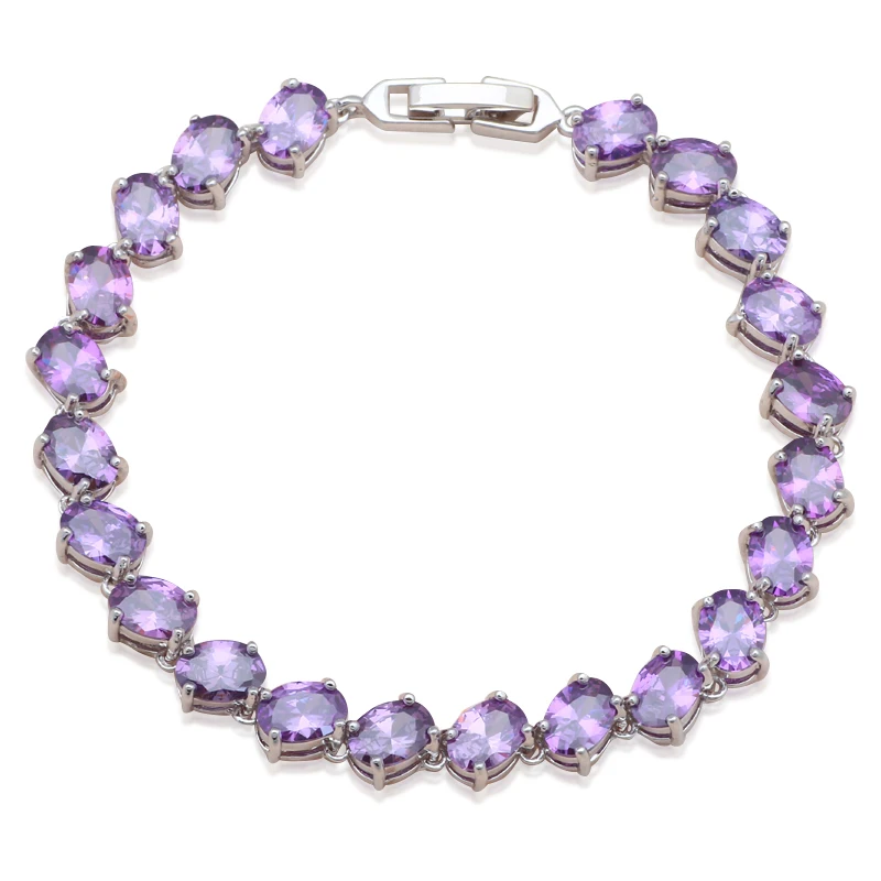 Изящные браслеты с кристаллами женские белые золотые фиолетовые циркониевые