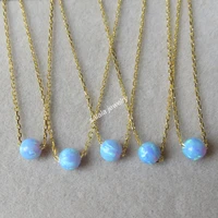 30pcslot op06 light blue 5mm round ball opal necklace 925 sterling silver round opal beads necklace pendant for lucky gift