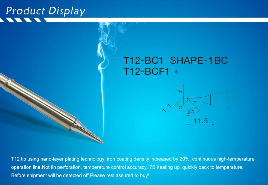 QUICKO T12 серии T12-BC1 BC1.5 BC2 BC3 BCF1 BCF2 BCF3 жало паяльника для FX-951 сварки железа станции