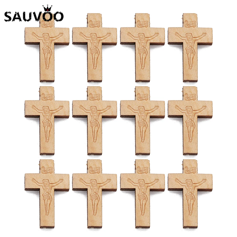 

30pcs/lot 21x32mm Natural Wooden Bent Sideway Cross Charm Pendants Connectors for Bracelets Necklace Jewelry Making