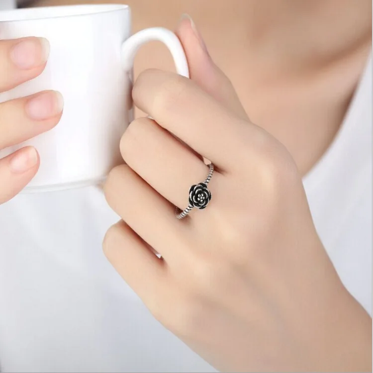 2019 бижутерия модные кольца из настоящего серебра с цветком розы для женщин
