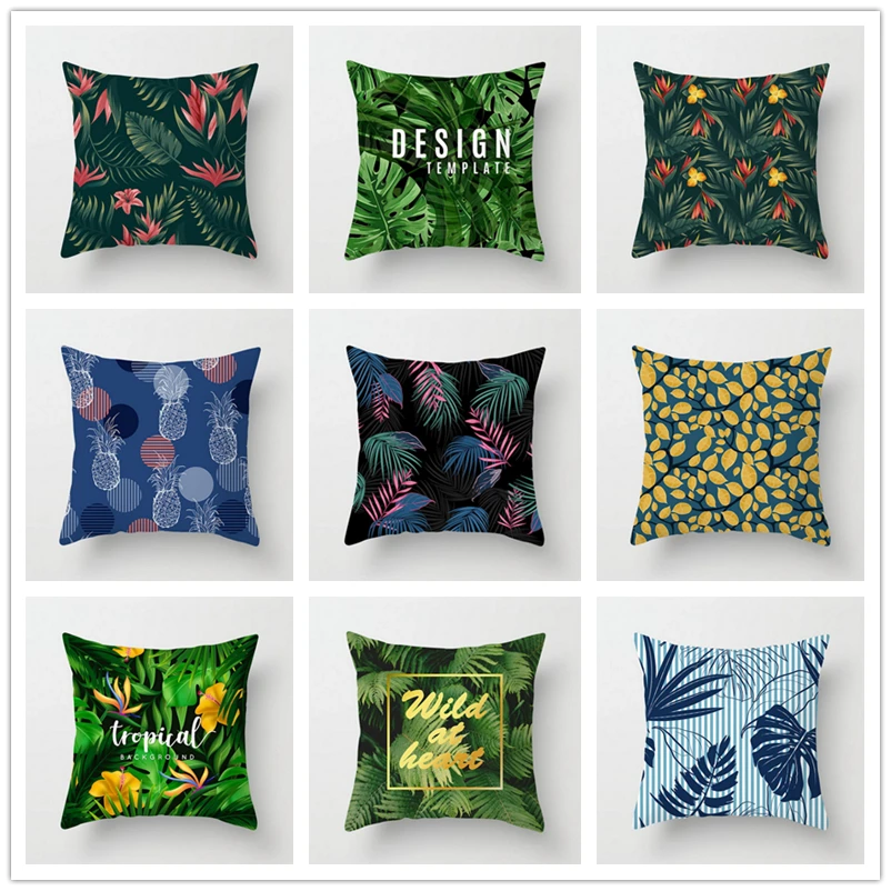 Растительная наволочка Тропическое дерево зеленая для подушки декоративные в
