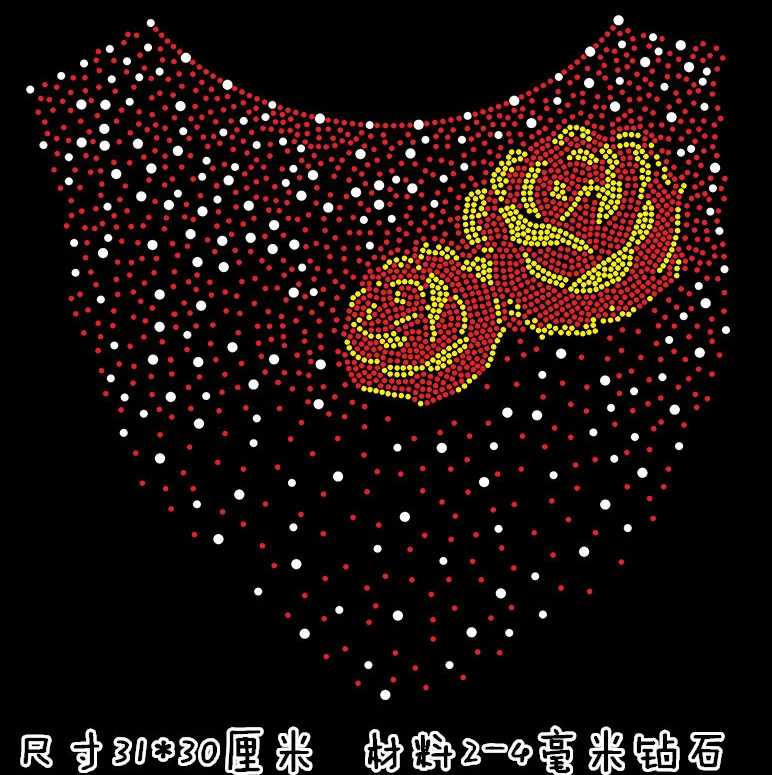 Прозрачный кристалл цветок сетки футболка декольте DIY strass Горячая фиксация