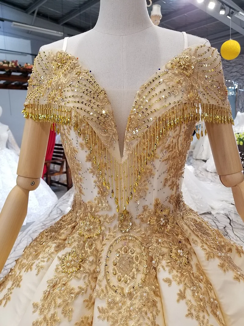 LS324540 королевское золотистое кружево блестящее вечернее платье с плечом