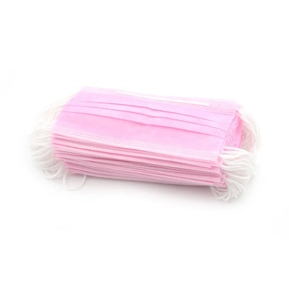 Pink 50 шт. 3-слойные фанерные Анти-пыль одноразовые хирургические медицинские салон сварочная маски со ртом для лица зеленый/желтый/белый/розовый/синий/черный - Цвет: Pink