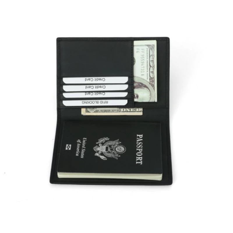 Новый Кошелек для паспорта с блокировкой RFID из натуральной бычьей кожи Обложка