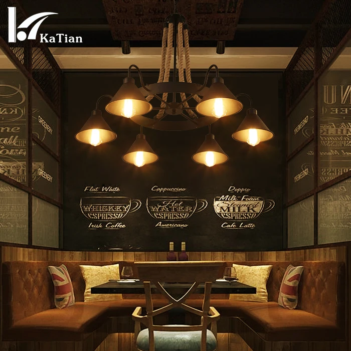 Linen Chandelier Restaurant Lamp Industrial Wind Retro Bar Decorative Clothing Shop American Hot Pot Net Cafe | Лампы и освещение