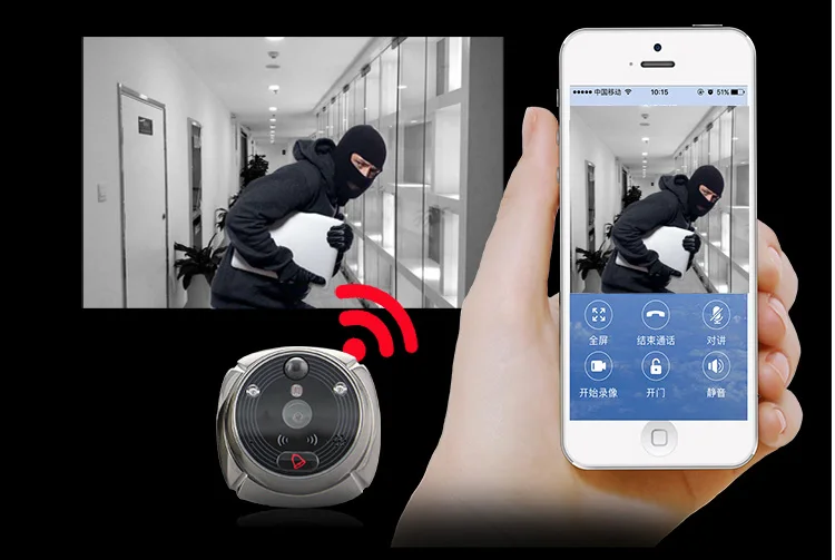 Безопасность 2MP WiFi беспроводной цифровой глазок дверной глазок 4," экран камера наблюдения за входной дверью Wifi дверной звонок ИК инфракрасный видео разговор ihome5