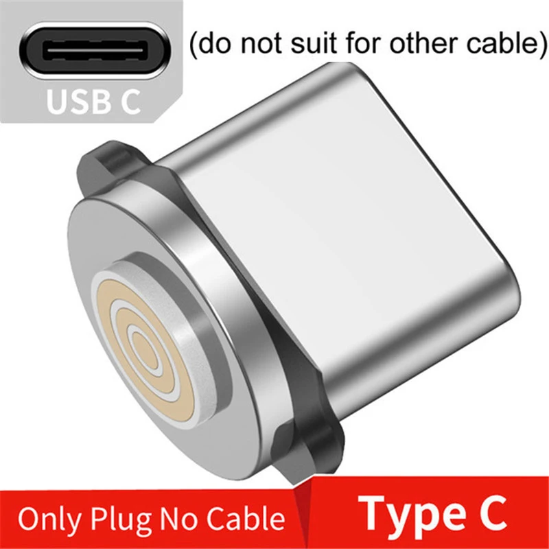 Магнитный кабель USLION 3A для быстрой зарядки iPhone Xs Max XR 8 7 6 6S Plus, кабель Micro USB type-C для samsung Xiaomi huawei - Цвет: Only Plug For Type C
