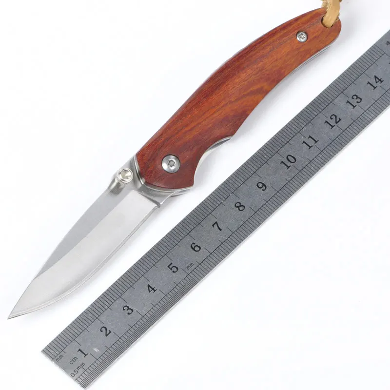 Новейший переносной брелок для ключей нож 59HRC D2 лезвие с деревянной ручкой