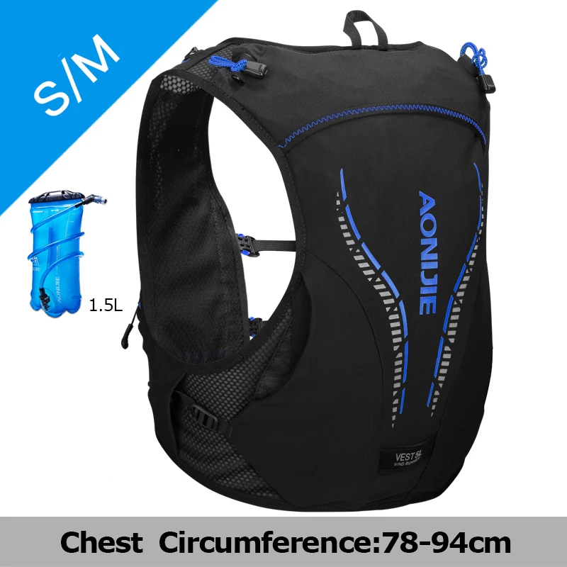 SM Black Blue 1.5L AONIJIE 5L Рюкзак гидратация C950 дышащий Легкий Жилет Жгут воды мочевого пузыря Пешие прогулки бег марафон гонки кемпинг - Цвет: SM Black Blue 1.5L