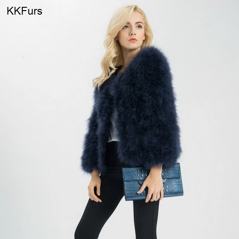 JKKFURS Новое Женское пальто с натуральным мехом зимняя теплая куртка из
