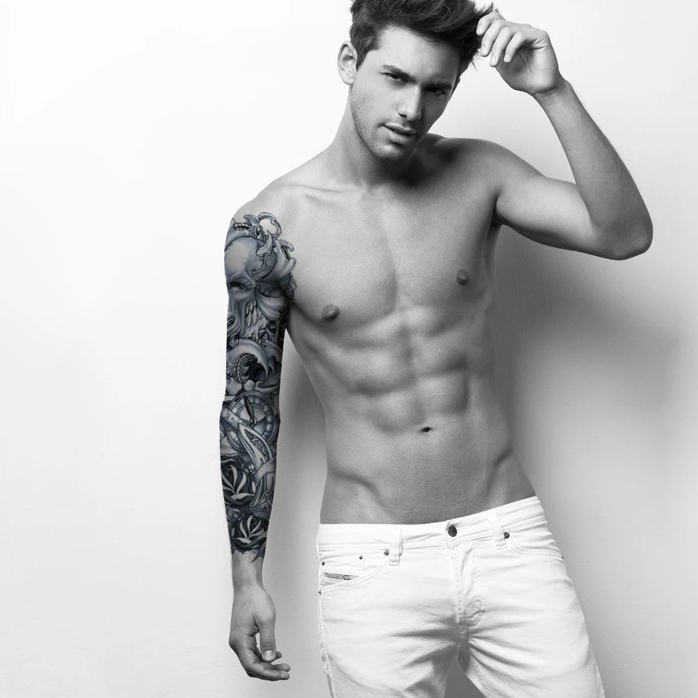 Стикер для татуировки на всю руку водонепроницаемый долговечный имитация цветов