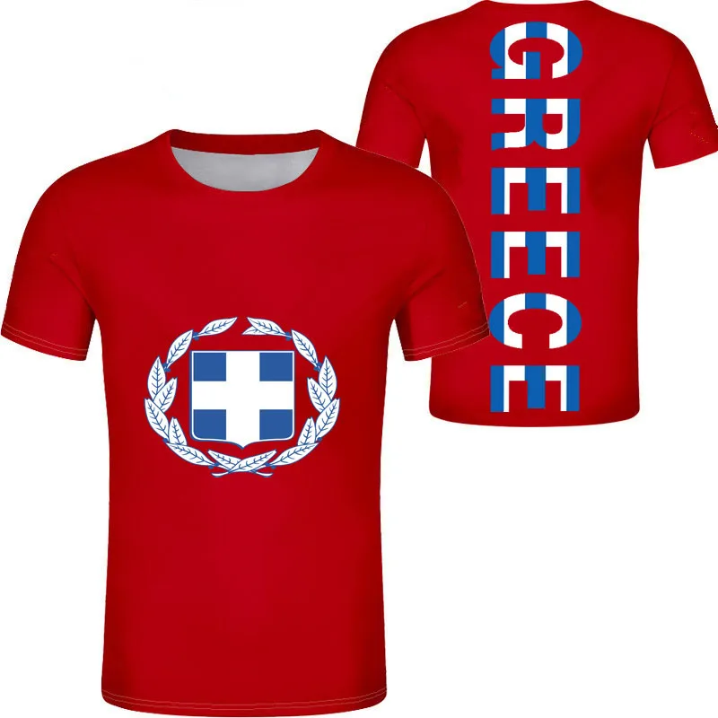 Греция Молодежная самодельная футболка с именем и номером на заказ нация флаг