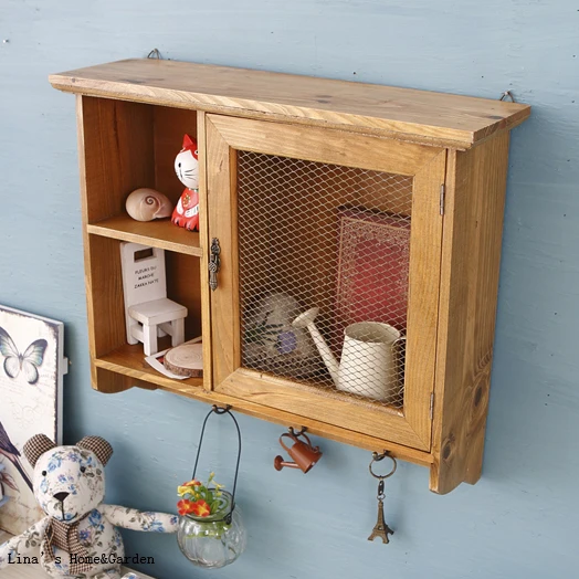 Натуральная отделка дверь из проволочной сетки винтажный деревянный шкаф ручной