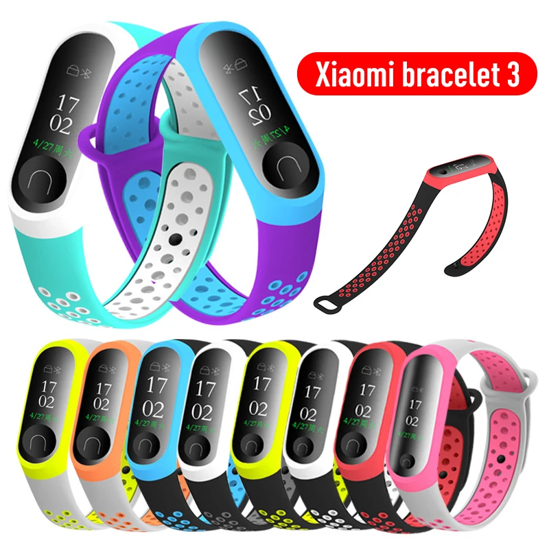 Для Xiaomi Mi Band 3 4 спортивный силиконовый браслет ремешок на запястье для Band3