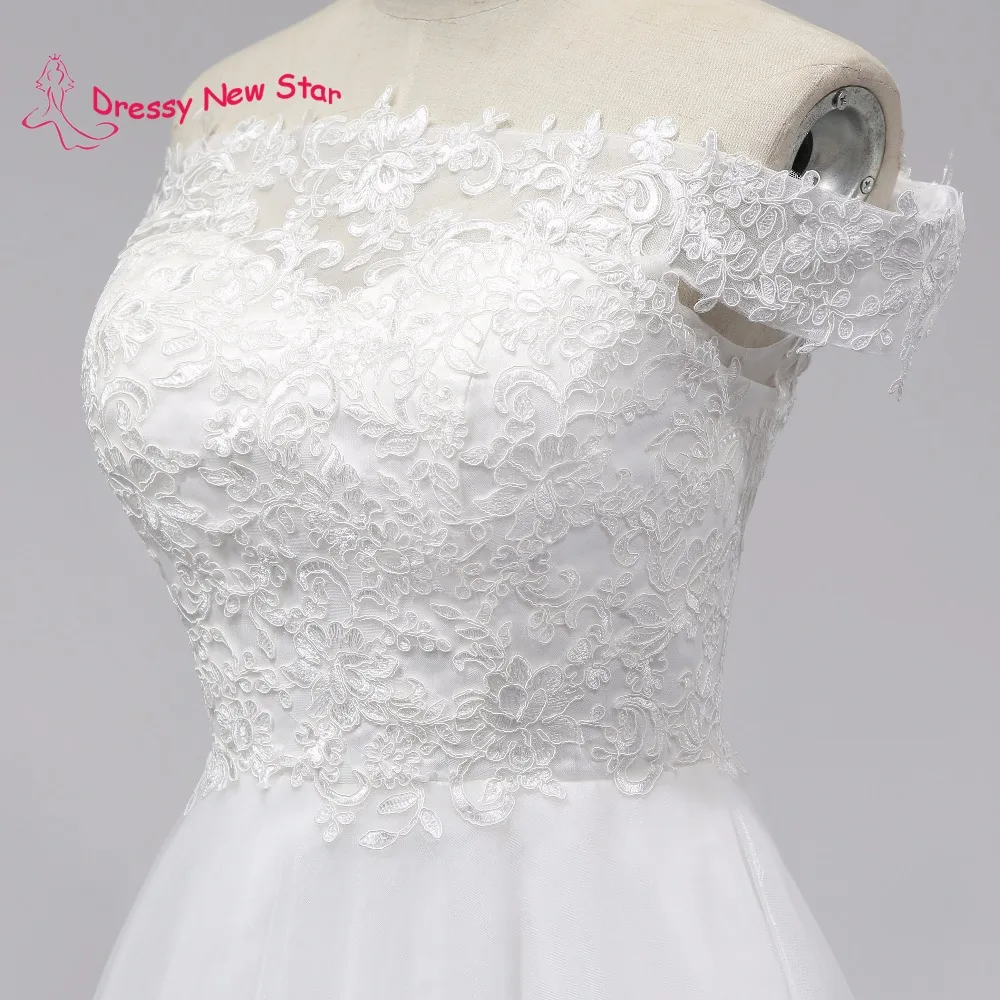 Лаконичный Кружева Свадебное Платье Аппликации Длина Пола Белый Line Светло